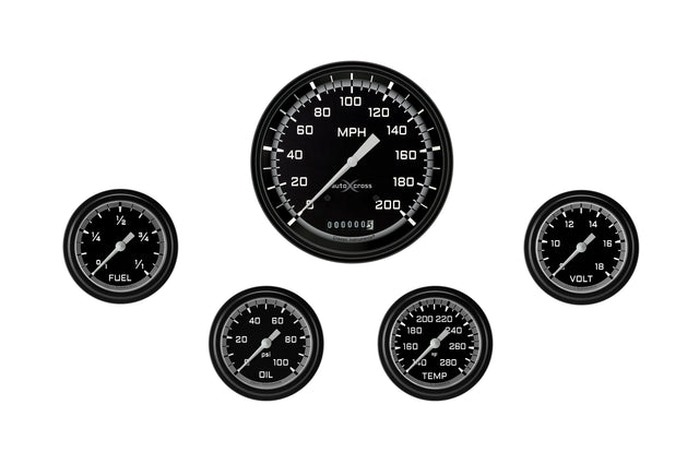 Classic Instruments AutoCross Gray Five Gauge Set 354 - AX354GBLF