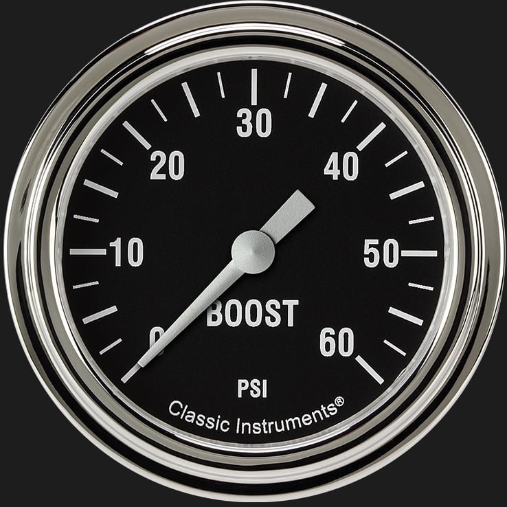 Classic Instruments Hot Rod 2 5/8" Boost Gauge, 60 psi - HR343SLF