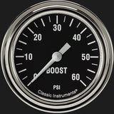 Classic Instruments Hot Rod 2 5/8" Boost Gauge, 60 psi - HR343SLF