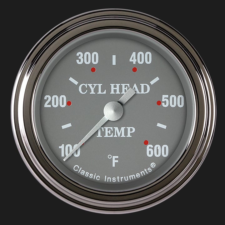 Classic Instruments Silver Gray 2 1/8" Cylinder Head Temp. Gauge - SG197SLF
