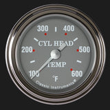 Classic Instruments Silver Gray 2 1/8" Cylinder Head Temp. Gauge - SG197SLF
