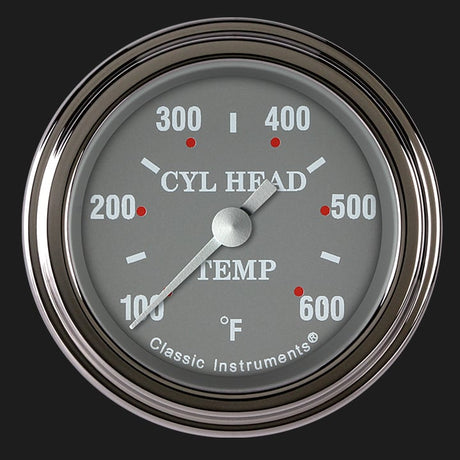 Classic Instruments Silver Gray 2 1/8" Cylinder Head Temp. Gauge - SG197SLF