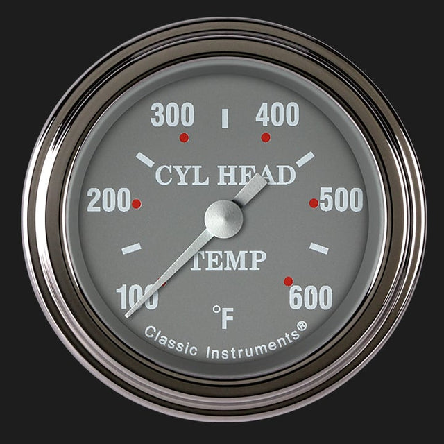 Classic Instruments Silver Gray 2 1/8" Cylinder Head Temp. Gauge - SG197SLF