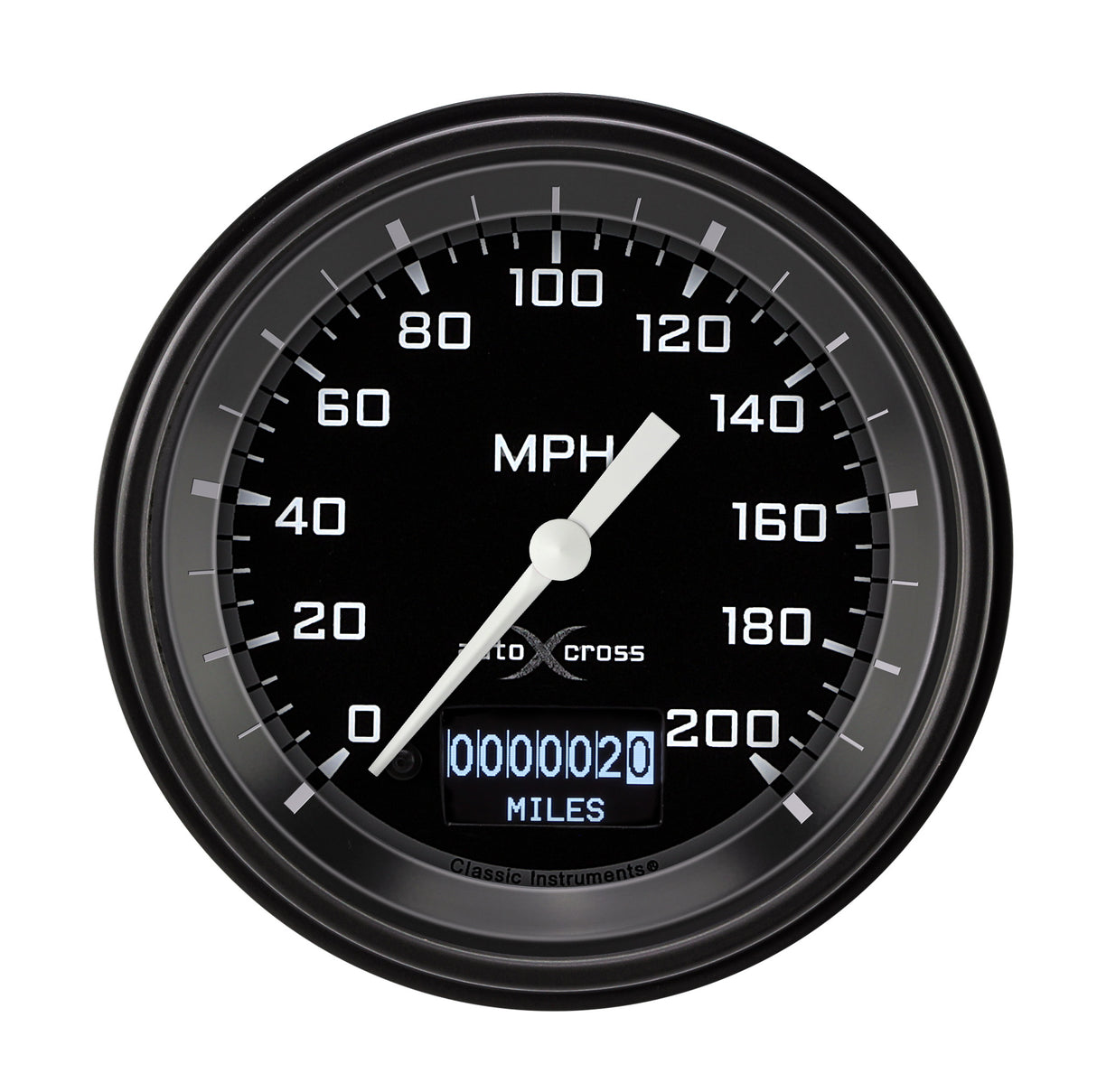 Classic Instruments AutoCross Gray 3 3/8" Speedometer with Information Screen - AX57DGBLF