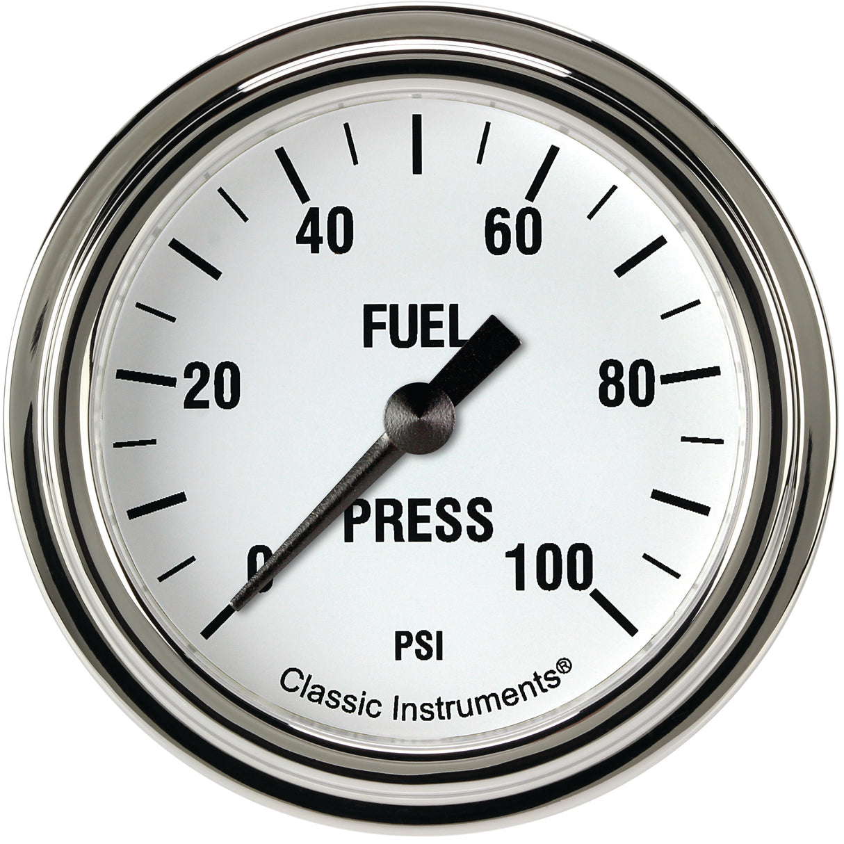 Classic Instruments White Hot 2 5/8" Fuel Pressure Gauge, 100 psi - WH346SLF