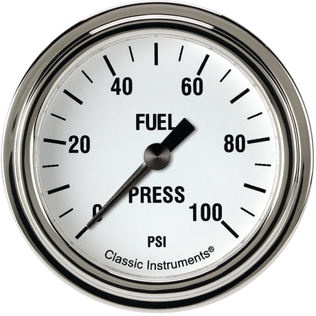 Classic Instruments White Hot 2 5/8" Fuel Pressure Gauge, 100 psi - WH346SLF