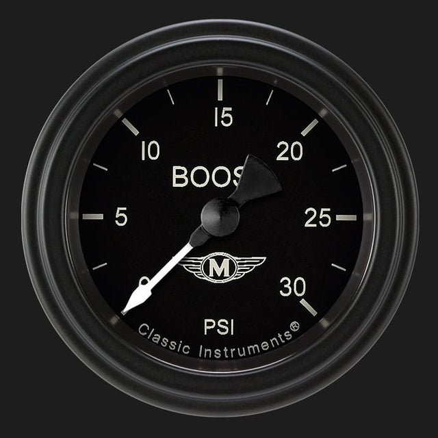 Classic Instruments Moal Bomber 2 1/8" Boost Gauge, 30 psi - MA142BLF