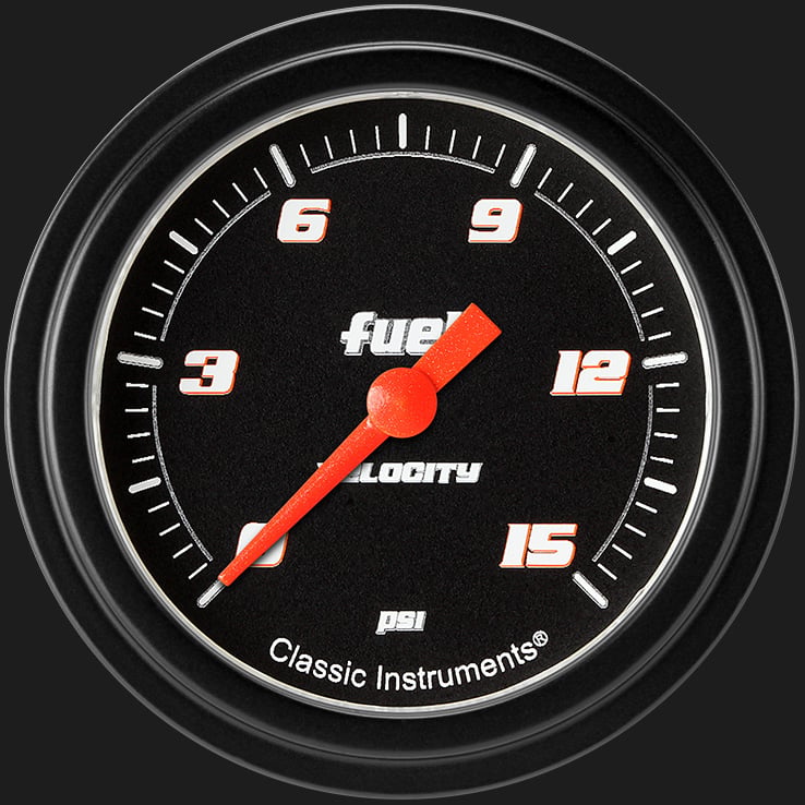 Classic Instruments Velocity Black 2 5/8" Fuel Pressure Gauge, 15 psi - VS345BBLF