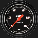 Classic Instruments Velocity Black 2 5/8" Fuel Pressure Gauge, 15 psi - VS345BBLF