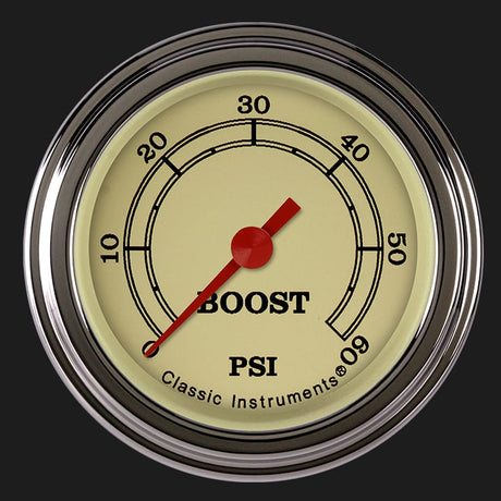 Classic Instruments Vintage 2 1/8" Boost Gauge, 60 psi - VT143SLF