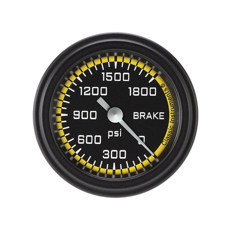 Classic Instruments AutoCross Yellow 2 1/8" Brake Pressure Gauge - AX167YBLF