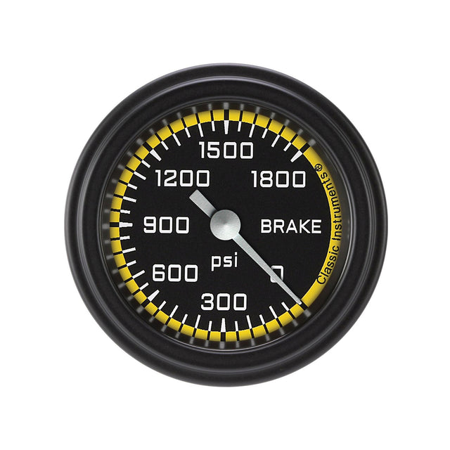 Classic Instruments AutoCross Yellow 2 1/8" Brake Pressure Gauge - AX167YBLF