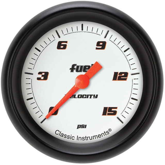 Classic Instruments Velocity White 2-5/8" Fuel Pressure Gauge (15 PSI) - VS345WBPF