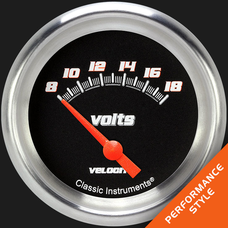 Classic Instruments Velocity Black 2 5/8" Volt Gauge - VS230BAPF