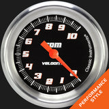 Classic Instruments Velocity Black 2 5/8" Tachometer - VS383BAPF