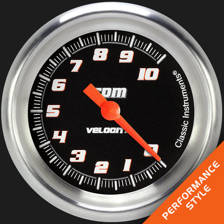 Classic Instruments Velocity Black 2 5/8" Tachometer - VS383BAPF