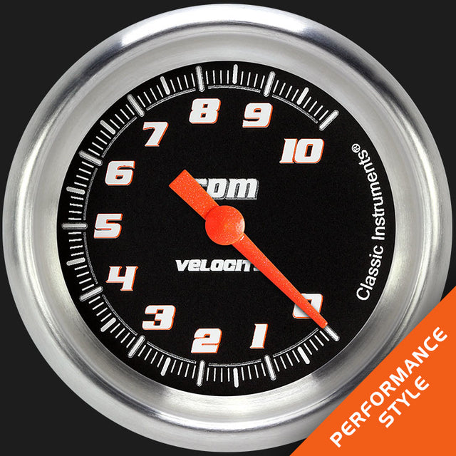 Classic Instruments Velocity Black 2 5/8" Tachometer - VS383BAPF