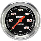 Classic Instruments Velocity Black 2-5/8" Boost Gauge (60 PSI) - VS343BAPF