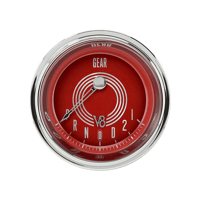 Classic Instruments V8 Red Steelie 2 1/8" Gear Indicator, Overdrive - V8RS06SHC