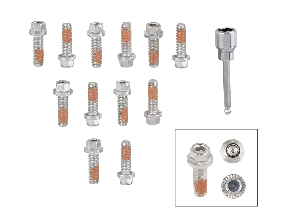Mr Gasket Headlock Locking Header Bolts - M8-1.25 x 25mm - Set of 12 - 2235G