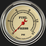 Classic Instruments Vintage 2 5/8" Fuel Pressure Gauge, 15 psi - VT345SLF