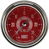 Classic Instruments V8 Red Steelie 2-5/8" Boost/Vac Gauge - V8RS341SLC