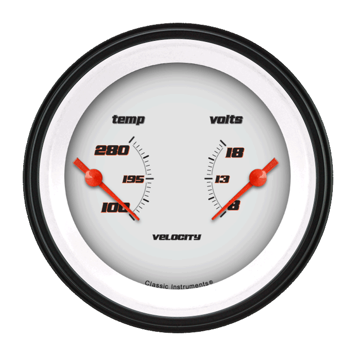 Classic Instruments Velocity White 3 3/8" Dual - VS74WBLF