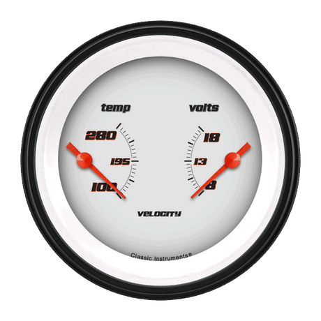 Classic Instruments Velocity White 3 3/8" Dual - VS74WBLF