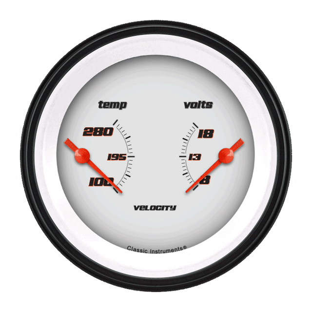 Classic Instruments Velocity White 3 3/8" Dual - VS74WBLF