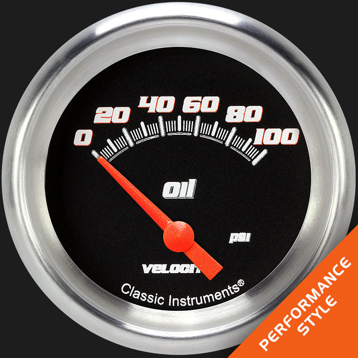 Classic Instruments Velocity Black 2 5/8" Oil Pressure Gauge - VS281BAPF