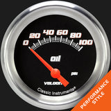 Classic Instruments Velocity Black 2 5/8" Oil Pressure Gauge - VS281BAPF
