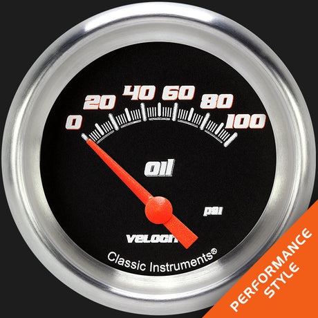 Classic Instruments Velocity Black 2 5/8" Oil Pressure Gauge - VS281BAPF