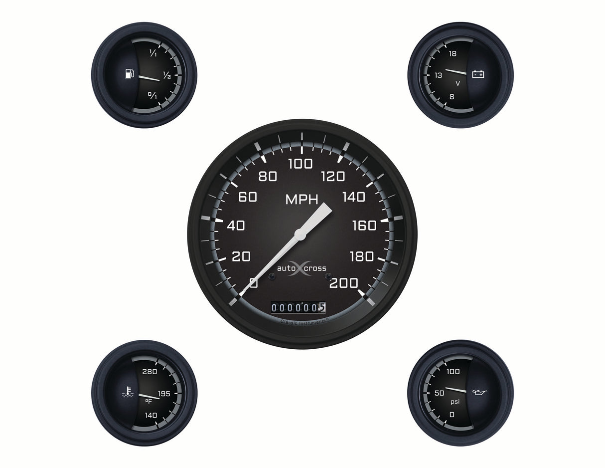 Classic Instruments Auto Cross Gray 6 Gauge Set - AX54GBLF