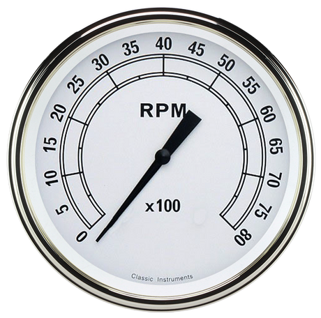 Classic Instruments CLASSIC WHITE 5IN TACH 8000 RPM - CW71SLC