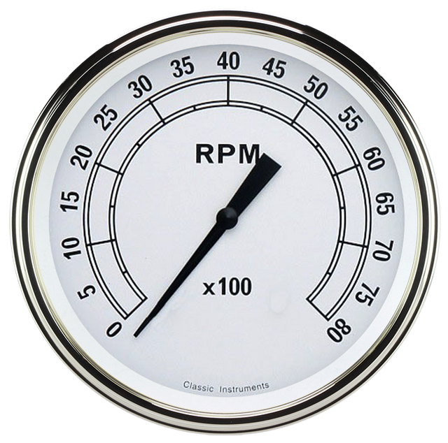 Classic Instruments CLASSIC WHITE 5IN TACH 8000 RPM - CW71SLC
