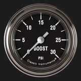 Classic Instruments Hot Rod 2 1/8" Boost Gauge, 30 psi - HR142SLF