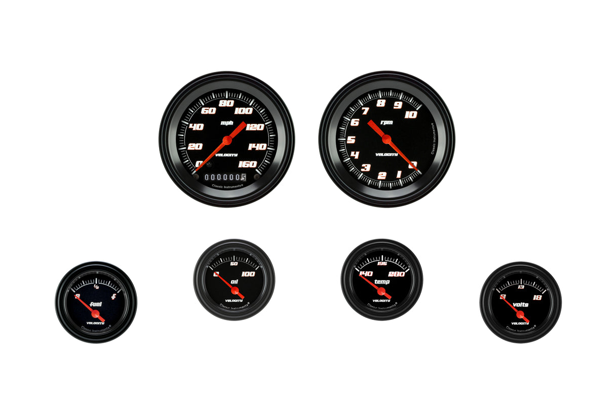 Classic Instruments Velocity Black Six Gauge Set - VS01BBLF