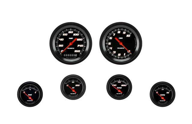 Classic Instruments Velocity Black Six Gauge Set - VS01BBLF
