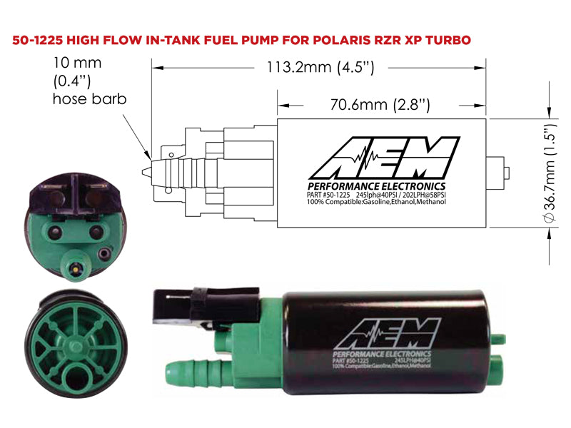 AEM RZR E85 Hi Flow Fuel Pump - 50-1225