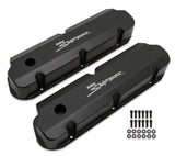Holley 890011B Sniper Valve Cover - Fabricated Aluminum - Ford Small Block - Tall - Black