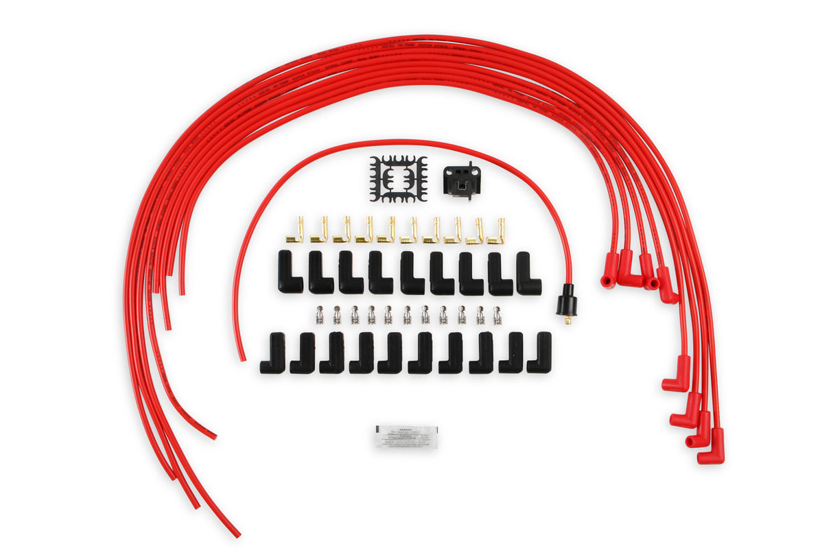 ACCEL Spark Plug Wire Set - 8mm - Universal - Red Wire with Red 90 Deg Boots - 5041R