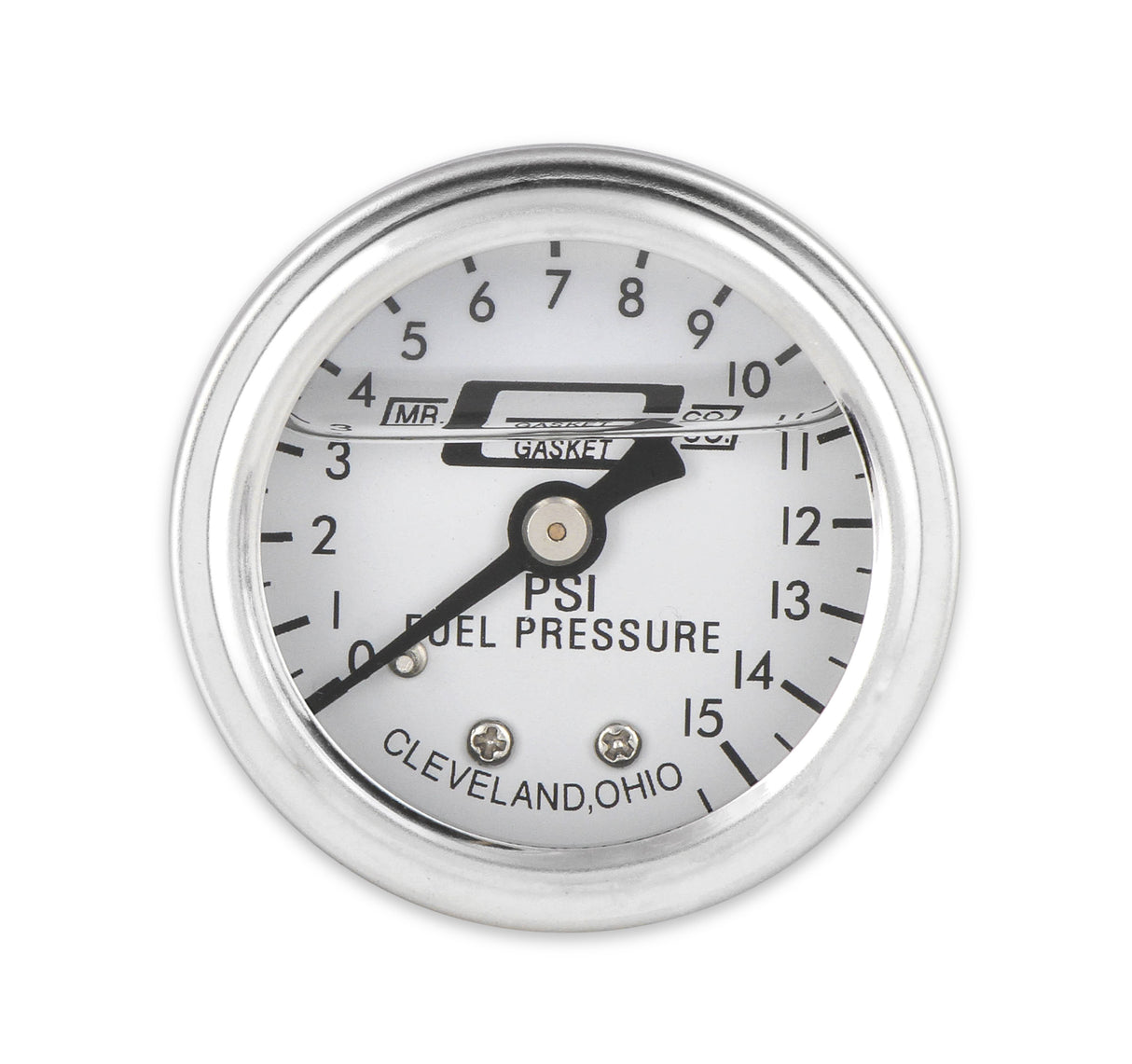 Mr Gasket Fuel Pressure Gauge - 0-15 PSI - 1/2 Inch Diameter - Liquid Filled - 1563