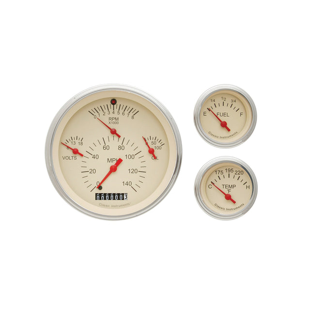 Classic Instruments 57 CHEVY 6 GAUTOGE SET TAN-GM - CH01TSLC