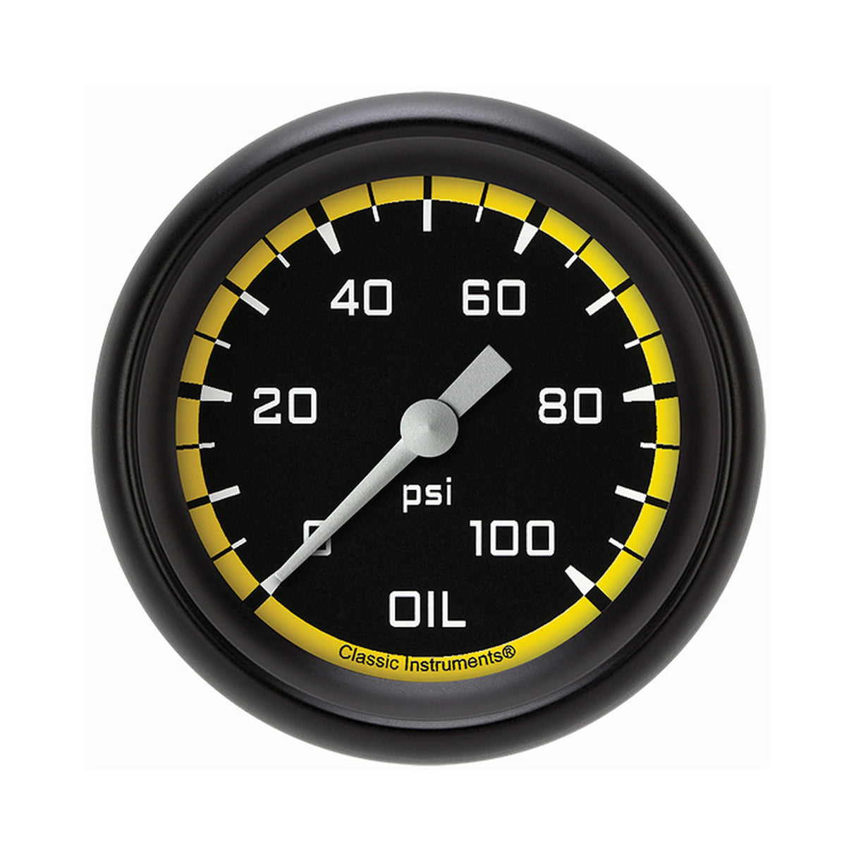 Classic Instruments Autocross Yellow 2 5/8" Oil Pressure Gauge - AX381YBPF