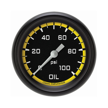 Classic Instruments Autocross Yellow 2 5/8" Oil Pressure Gauge - AX381YBPF