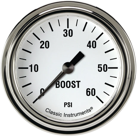 Classic Instruments White Hot 2 5/8" Boost Gauge, 60 psi - WH343SLF