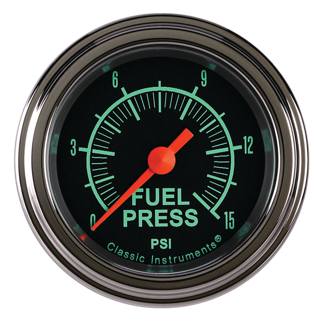 Classic Instruments G/Stock 2-1/8" Fuel Pressure Gauge (15 PSI) - GS145SLF