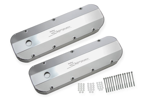 Holley 890002 Sniper Valve Cover - Fabricated Aluminum - BBC - Natural Anodized