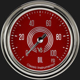 Classic Instruments V8 Red Steelie 2 5/8" Oil Pressure Gauge - V8RS381SLC