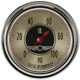Classic Instruments All American Nickel 2 5/8" Oil Pressure Gauge - AN381SLC